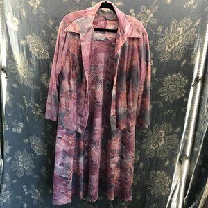 vintage 60s Lady Match Mates pink lavender 2 piece modest dress set size L